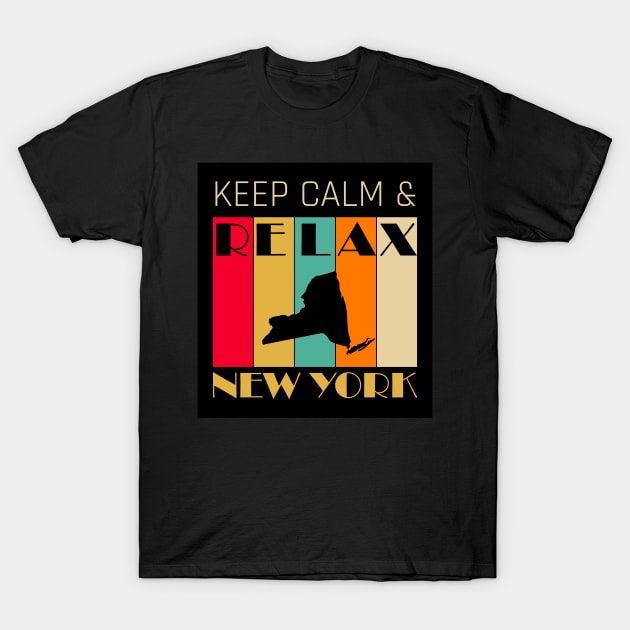 NEW YORK - US STATE MAP - KEEP CALM & RELAX T-Shirt by LisaLiza